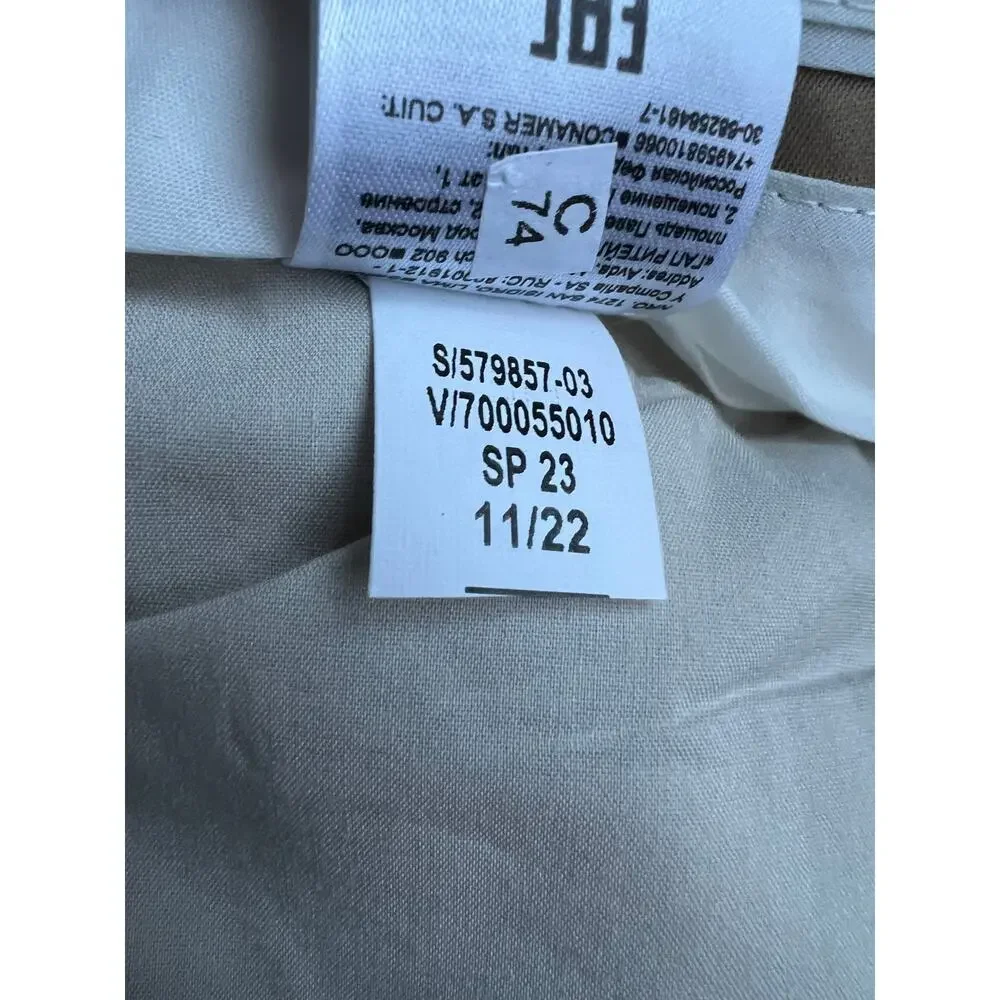 Banana Republic Linen Pants Womens 14 Long Beige Pleated Dress Trouser Slacks